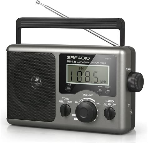 greadio portable shortwave radio with best reception am fm transistor lcd display time setting