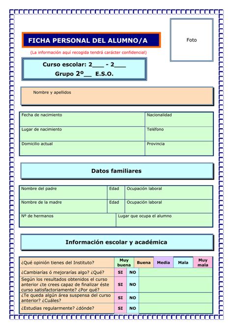 Ficha Personal Del Alumnoa