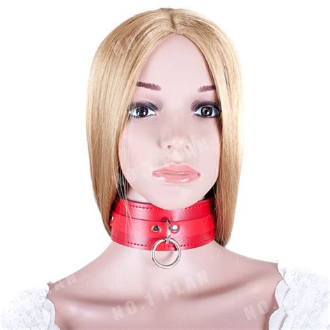 Soft Leather Dog Collar With Chain Bondage Slave In Adult Games For