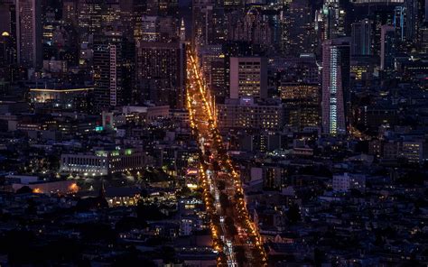 Download Wallpaper 3840x2400 Night City Metropolis Aerial View
