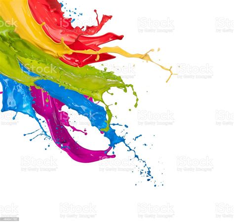 Colored Paint Splashes On White Background Stock Photo Download Image