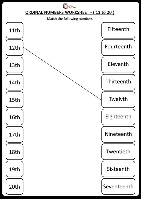 Ordinal Numbers Worksheet 11 To 20 Ordinal Numbers Number