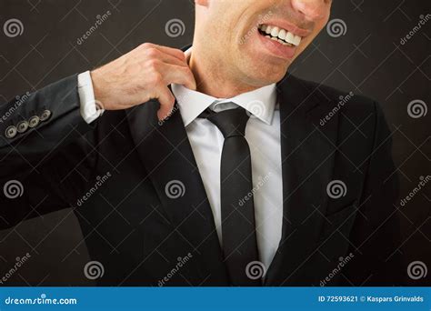 Business Man Pulling His Shirt Of His Neck Stock Image Image Of Suit