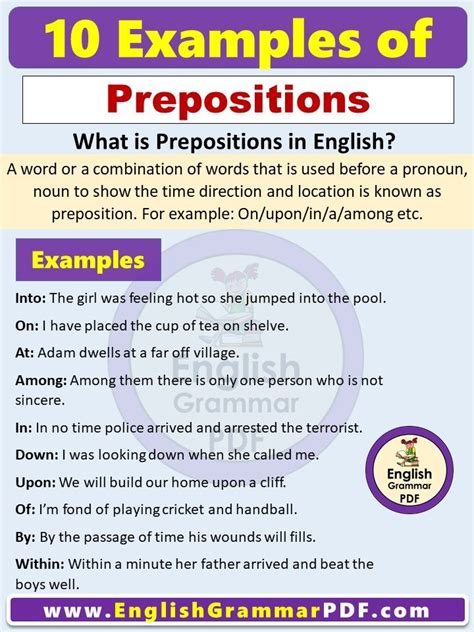 10 Examples Of Preposition In English What Is Prepositions In English
