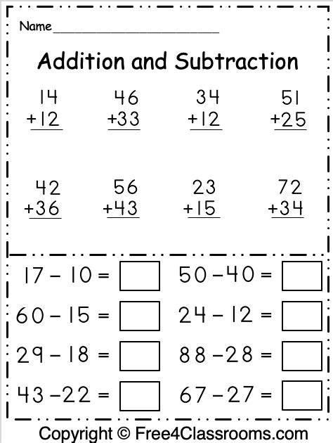 1st Grade Math Subtraction Worksheet