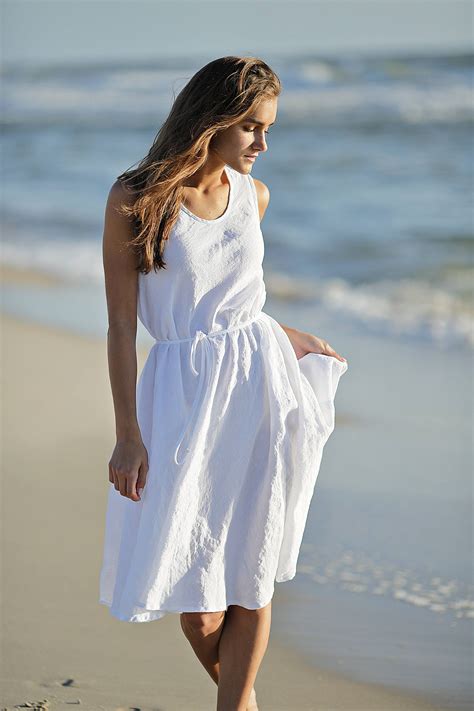 Linen Dress Sundress With A Sash Belt Sleeveless Dress Summer Dress