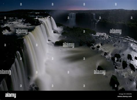 Iguazu Falls By Moonlight Photographed From Brazilian Side State Of