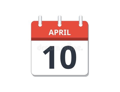 April 10th Calendar Icon Vector Concept Of Schedule Business And