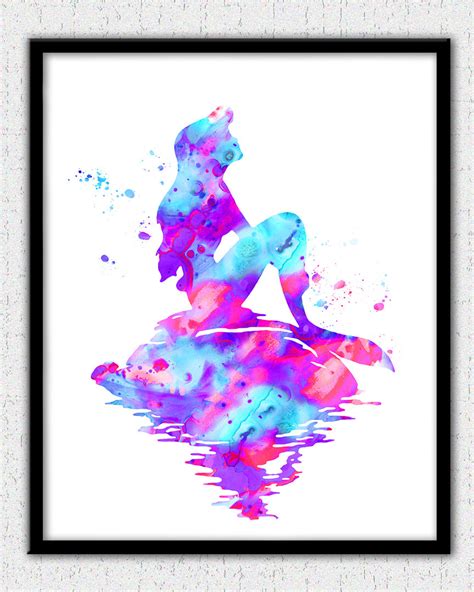 Pink Aqua Lavender Mermaid Art Print Ariel Print Purple Etsy