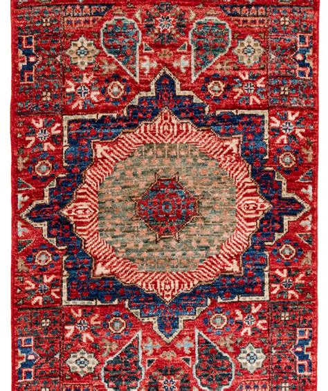 Mamluk Vegetable Dyed Red Wool Short Runner Rug Kebabians Rugs