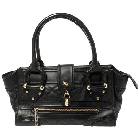 Burberry Black Quilted Patent Leather Manor Satchel At 1stdibs