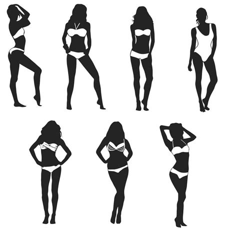 bikini girl beach svg clip art bundle drawing black and white image abananas medium