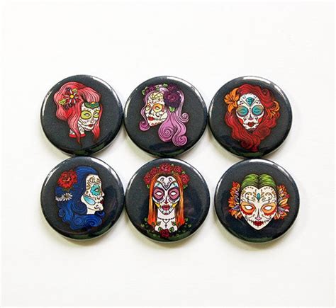 Skull Magnets Dia De Los Muertos Sugar Skulls Day Of The Etsy