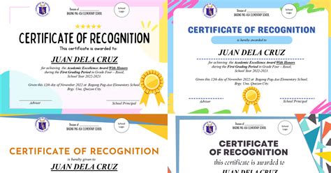 Deped Cert Of Recognition Template Award Certificates Editable And