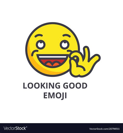 Looking Good Emoji Line Icon Sign Royalty Free Vector Image