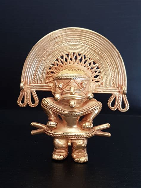 Pre Columbian Figure Tumbaga Gold Artifact 85 X 72 X 33 Mms 6330
