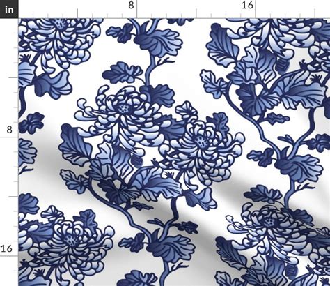 Floral Table Runner Chinoiserie By Olgart Blue Peonies Etsy