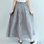 Gray Casual Summer Linen Skirts Plus Size A Line Elastic Waist 