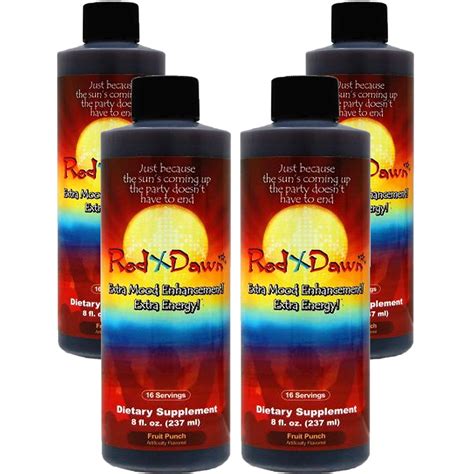 4x Bottles Of Red Dawn Extra Mood Energy Enhancement Party Liquid Drink