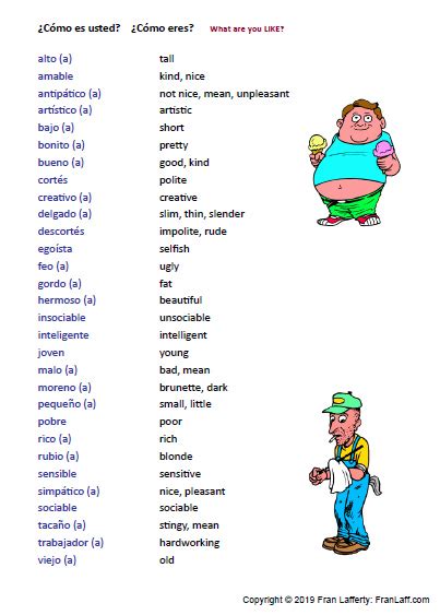 Spanish Estar Ser And Adjectives