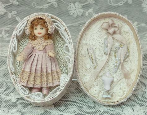 Miniature Porcelain Doll In An Oval Presentation Box Etsy