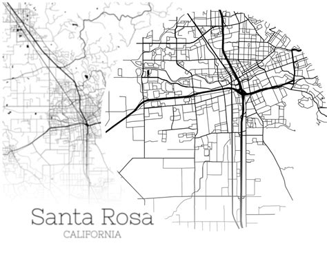 Santa Rosa Map Instant Download Santa Rosa California City Etsy