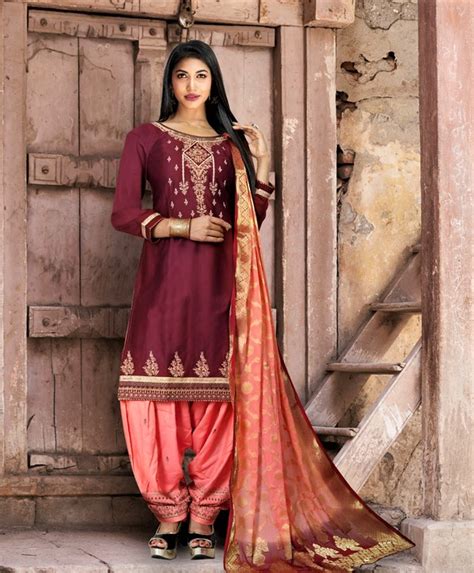 Attractive Berry And Pink Readymade Patiala Salwar Kameez L 38304 Buy Patiala Salwar Suit Online