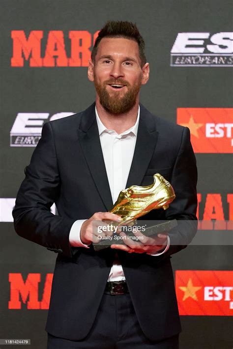 lionel messi of fc barcelona poses with his sixth european golden news photo getty images