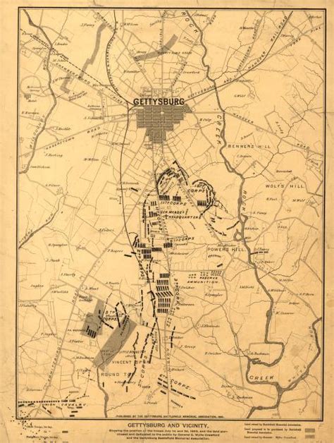 Gettysburg And Vicinity Showing The Position Of The Troops July 1st