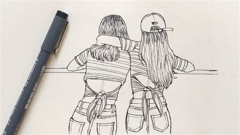 How To Draw Best Friends Easy Step By Step Bff Drawings Drawings Of Friends Cute Best