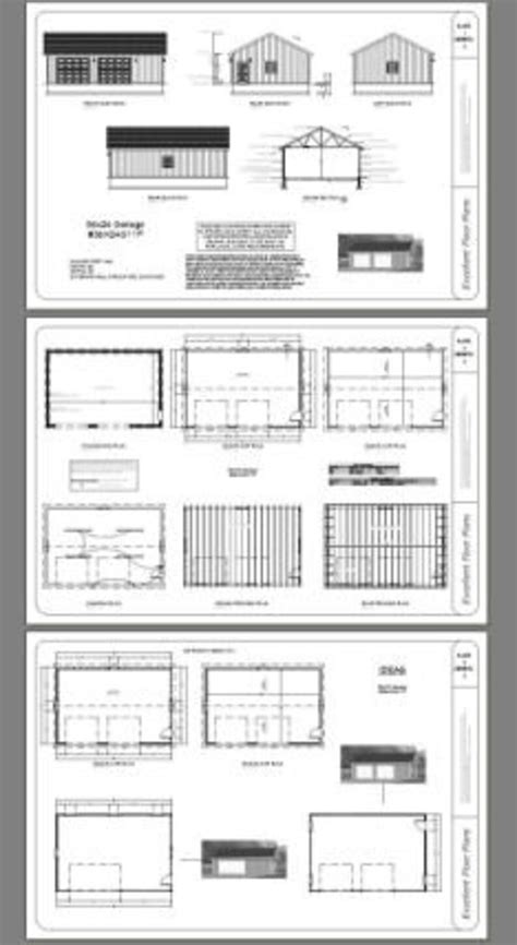 36x24 2 Car Garages 864 Sq Ft 9ft Walls Pdf Floor Plan Instant Download