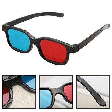 Black Frame Red Blue 3d Glasses For Dimensional Anaglyph Movie Game Dvd Ebay