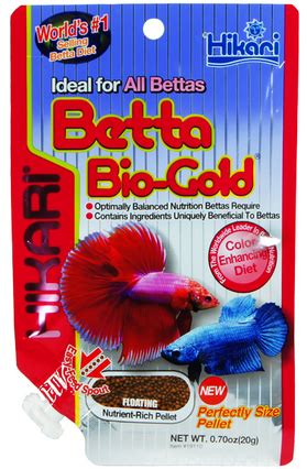 I used to feed omega one fish pellets and that was before 1 year i can't say correctly but i think they are of the almost same size. Seaview Aquarium Centre - Hikari Betta Bio-Gold Pellet