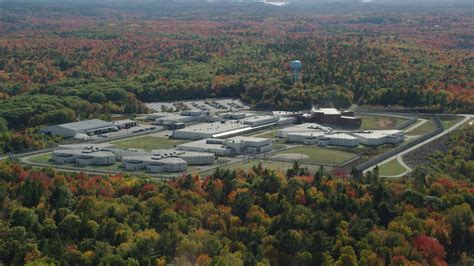 6k Stock Footage Aerial Video Orbiting Maine State Prison Colorful Ec1