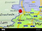 Ahaus map. Close up of Ahaus map with red pin. Map with red pin point ...