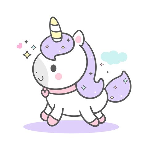 Cute Unicorn Cartoon With Cloud Pony Cartoon Pastel Color Kawaii