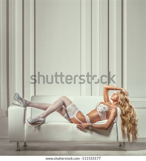 Sexy Woman White Lingerie White Room Stock Photo Edit Now