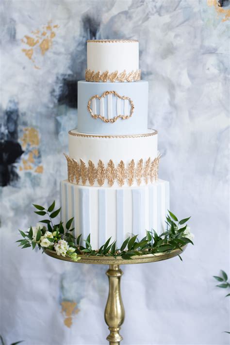 Sky Blue And Gold Wedding Cake Elizabeth Anne Designs