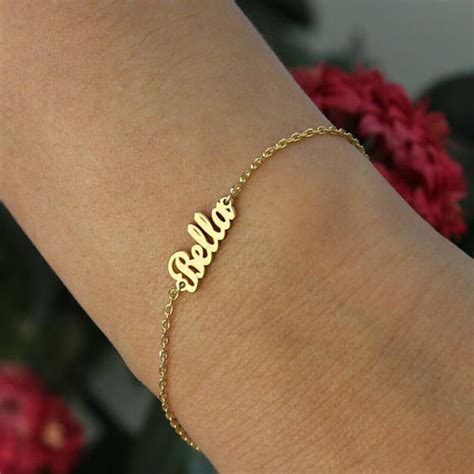 Dainty Name Bracelet Sterling Silver Chain Bracelet Custom Etsy