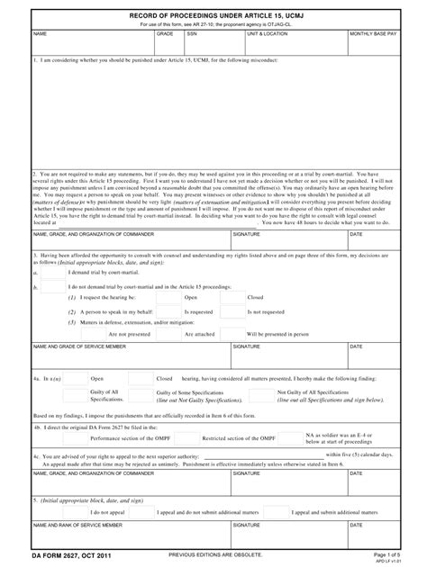 2011 2021 Form Da 2627 Fill Online Printable Fillable Blank Pdffiller