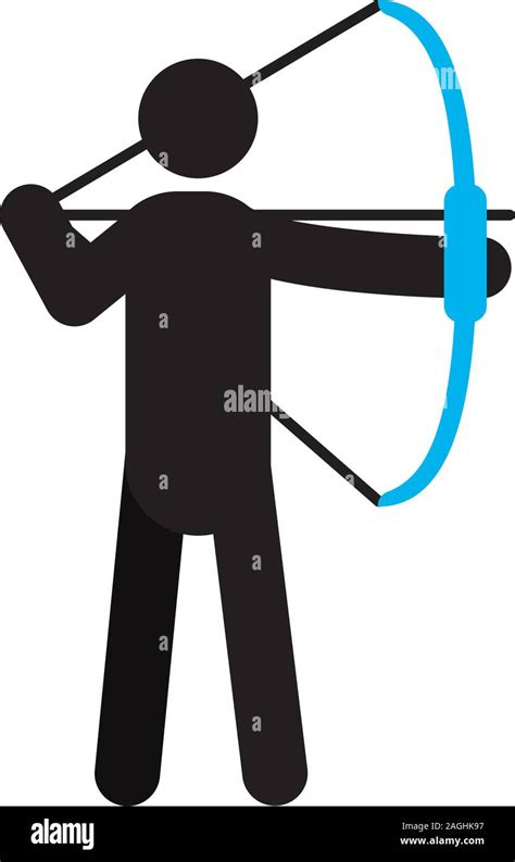 Archer Silhouette Icon Man Holding Shooting Bow And Arrow Archery
