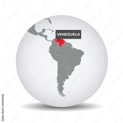 World Globe Map With The Identication Of Venezuela Map Of Venezuela