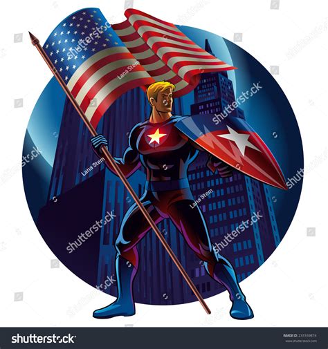 Superhero American Flag Vector Illustration Stock Vector Royalty Free