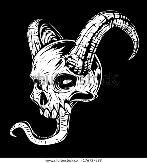Black White Devil Skull Stock Vector Royalty Free 176727899