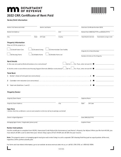 Mn Dor Crp 2023 Form Printable Blank Pdf Online