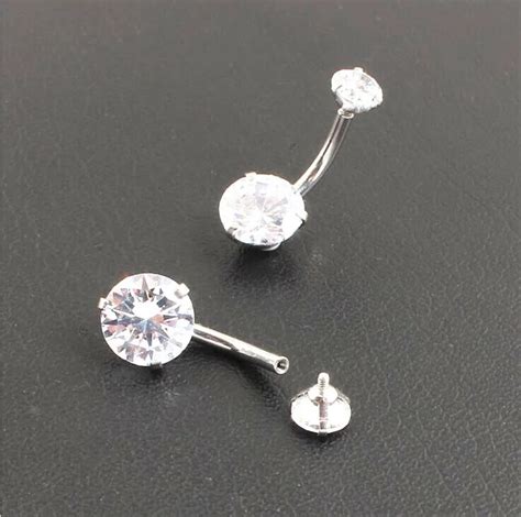 50pcs Surgical Steel Double Cz Sex Navel Belly Ring Button Bar Internally Threaded Navel Rings