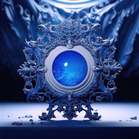 Premium Ai Image A Blue Round Mirror With A Blue Round Object In The