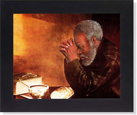 African American Black Man Praying At Dinner Table Daily Bread