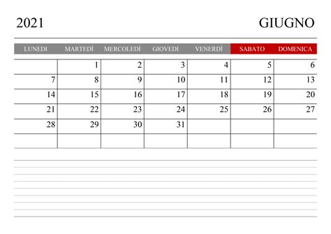 Calendario Giugno 2021 Calendariosu