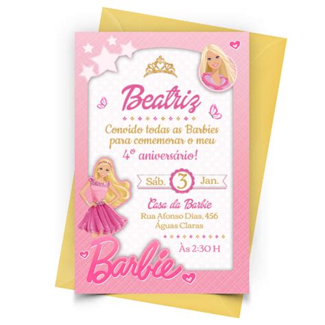 5 Artes Barbie Convite Barbie Grátis Para Editar E Imprimir